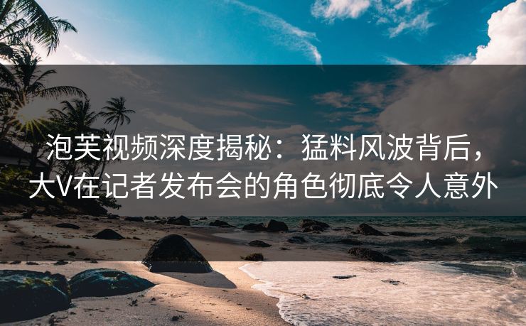 泡芙视频深度揭秘：猛料风波背后，大V在记者发布会的角色彻底令人意外